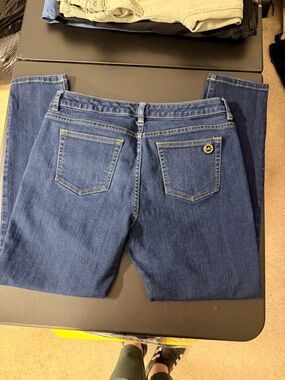 Michael Kors Dark Blue Skinny Leg Jeans with Branded Back Pocket Button